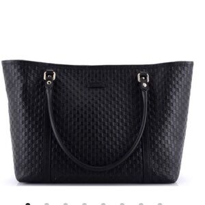 Gucci Black Textured Tote Bag